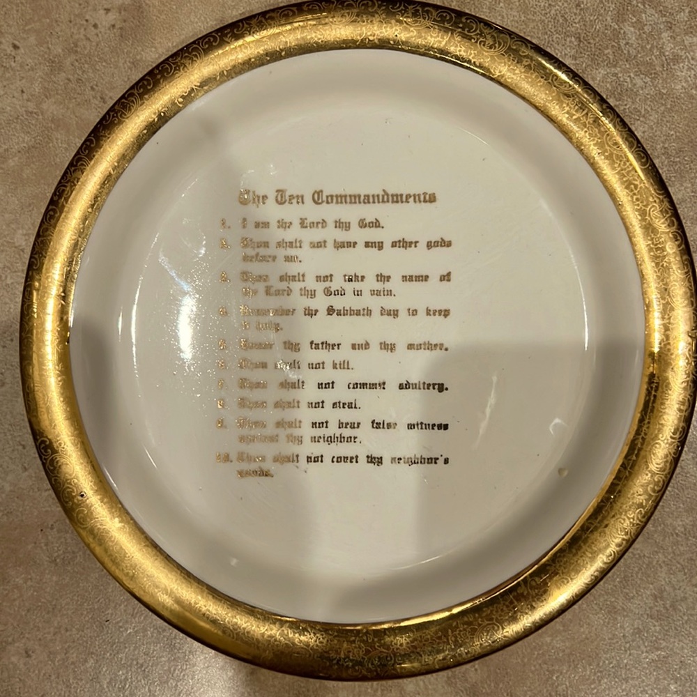 Vintage Homer Laughlin Ten Commandments Plate